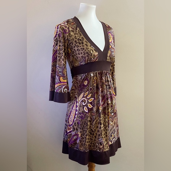 Y2K Vintage Babydoll Body Central Brown Dress Fall Fairy Boho Cutegoth retro - Picture 4 of 5